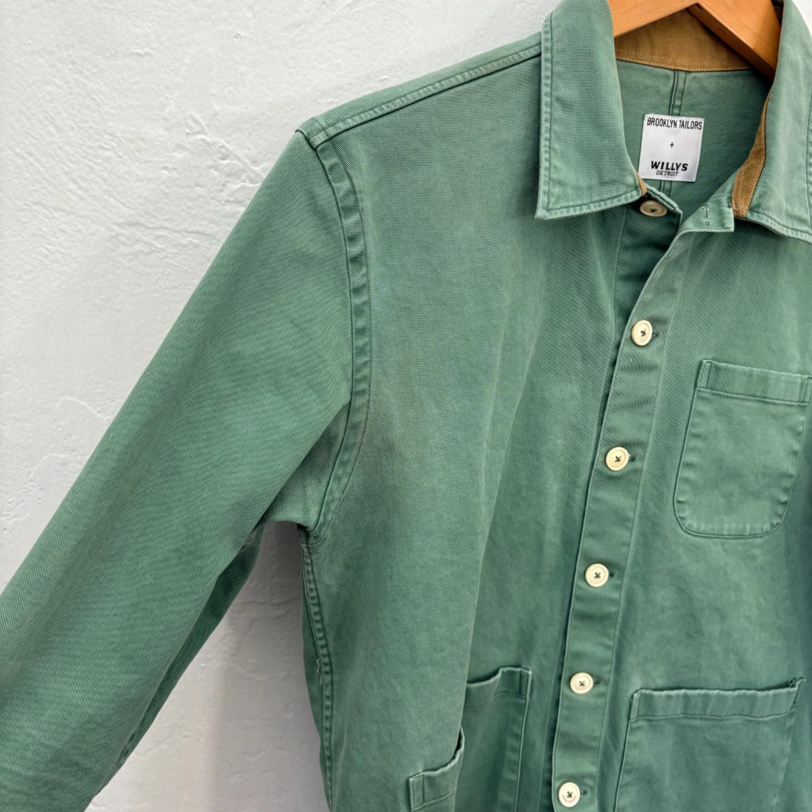 Brooklyn Tailors + Willys Detroit Chore Coat Men Size Medium Green Fits Small image 4