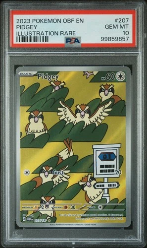 2023 POKEMON OBF EN-OBSIDIAN FLAMES ILLUSTRATION RARE #207 PIDGEY PSA 10