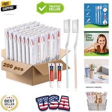 200 Pack Disposable Toothbrushes with Toothpaste, Individually Wrapped Soft B...