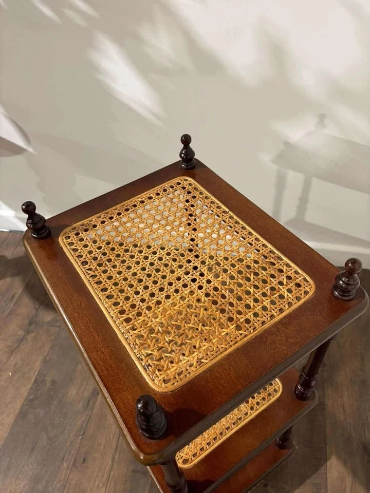 Reproduction Mahogany & Wicker What-Not - Image 4 of 4