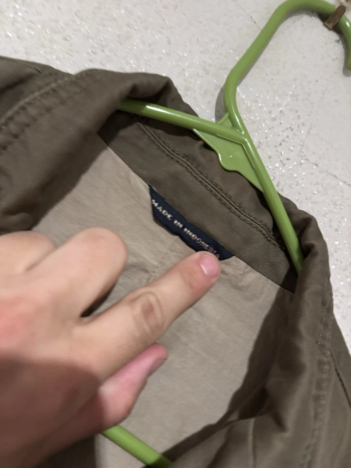 Banana Republic Mens 44R Linen Blend Preppy Khaki Safari Blazer Hidden Pockets - Image 4 of 4