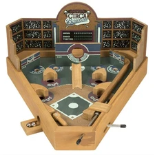 Table Top Wooden Baseball Diamond Pinball Set 13 x 12 Inches Kids Adult Game