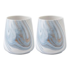 2Pcs Toothbrush Holder for Bathroom - Marble Blue Ceramic Tooth Brushing Hold...