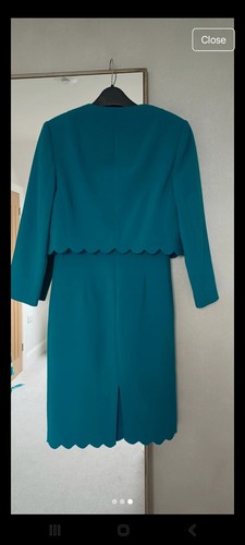 Jaeger Teal Scallop Dress And Jacket Suit Set - Picture 3 of 3
