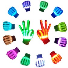 COTRUERE 12 Color Led Light up Gloves Cool Finger Flashing Toys Medium, White