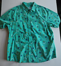 Hurley Blue Pineapple Floral Print Short Sleeve Button-Up POLO Shirt Mens XXL