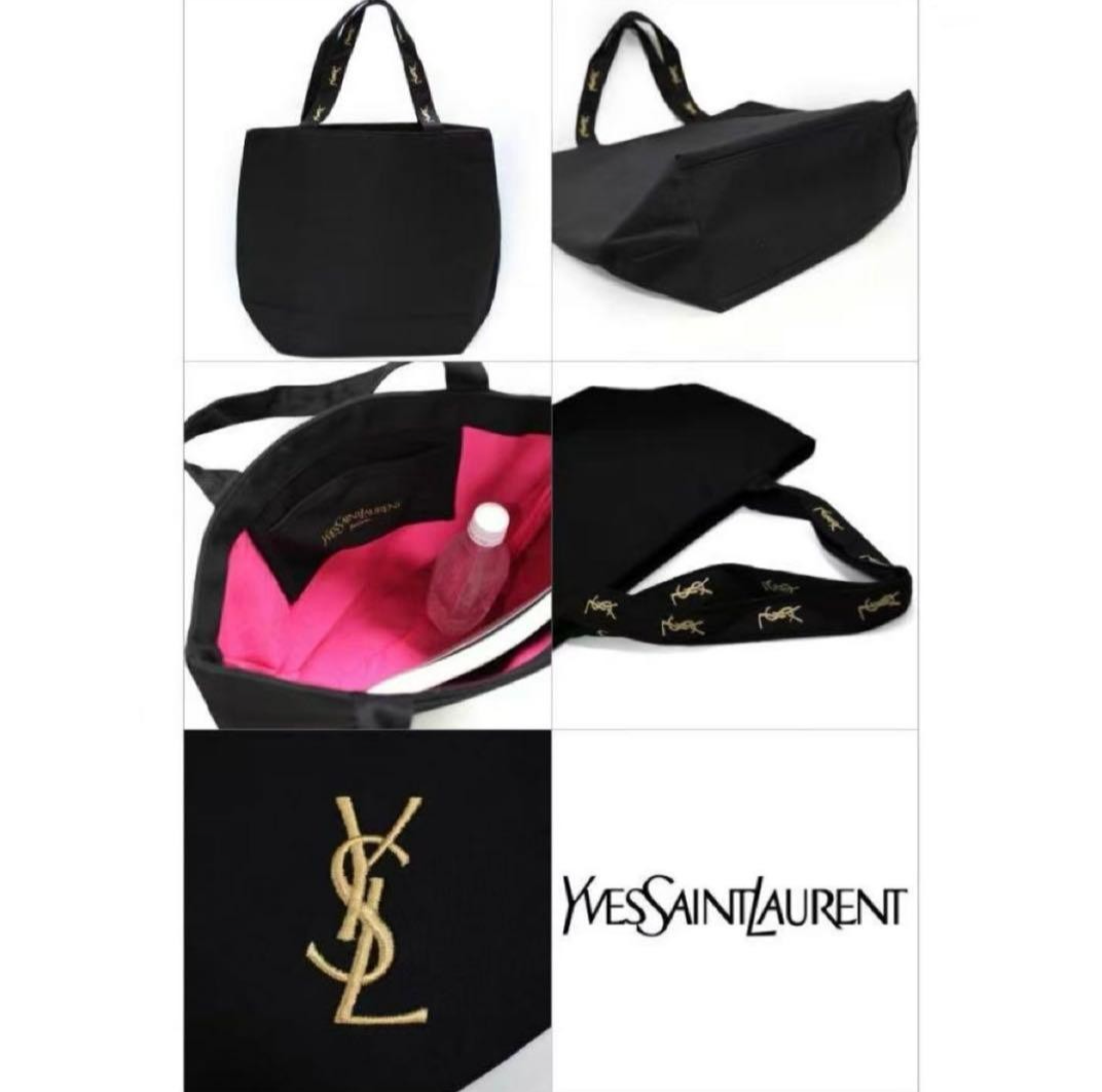 Yves Saint Laurent トートバッグ ブラック ゴールド ロゴ YSL Yves Saint Laurent Parfums Tote Bag Black Gold Logo Novelty