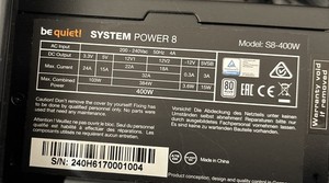 Netzteil PC - Be Quiet! System Power 8 400 Watt S8-400W
