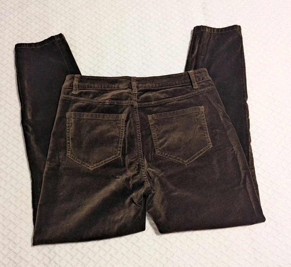 Pantalones de terciopelo marrón J. Jill para mujer talla 6 pequeños tiro medio bolsillos elásticos  Foto 2 de 4