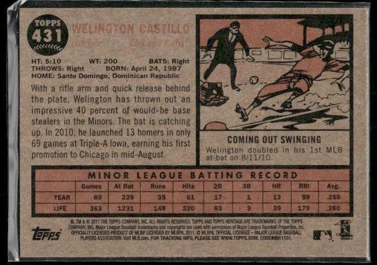 2011 Topps Heritage #431 Welington Castillo Short Print - Image 2 of 2