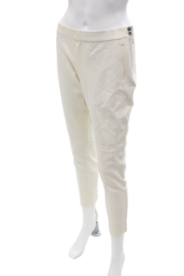 Pantalones blancos recortados al tobillo Adrienne Vittadini para mujer talla L Foto 2 de 4