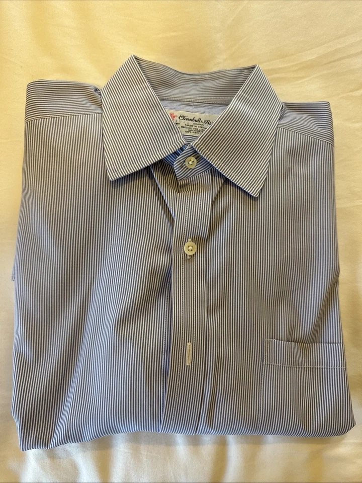 Turnbull & Asser London Blue Bengal Stripe Shirt Long Sleeve French Cuff Mens 16 - Image 2 of 4