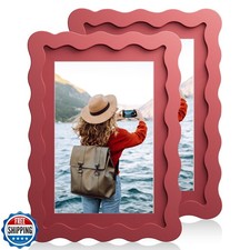 Chrspk 5x7 Wavy Picture Frame With Mat For 4x6, Wavy Edge Wooden