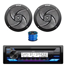 JVC Marine BT CD Stereo Receiver, 2x 5.25" 180W Speakers Black w/ Wire