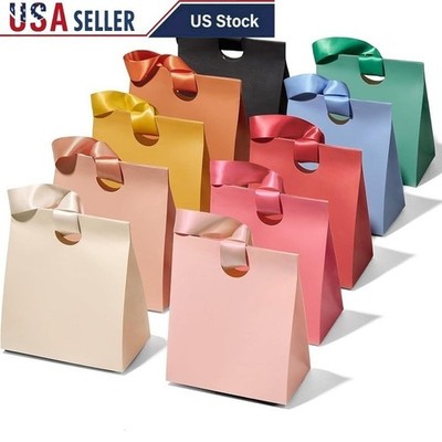 Gift Bags W/ Satin Ribbons Reusable Sturdy Cardstock Elegant Packaging Gifts New