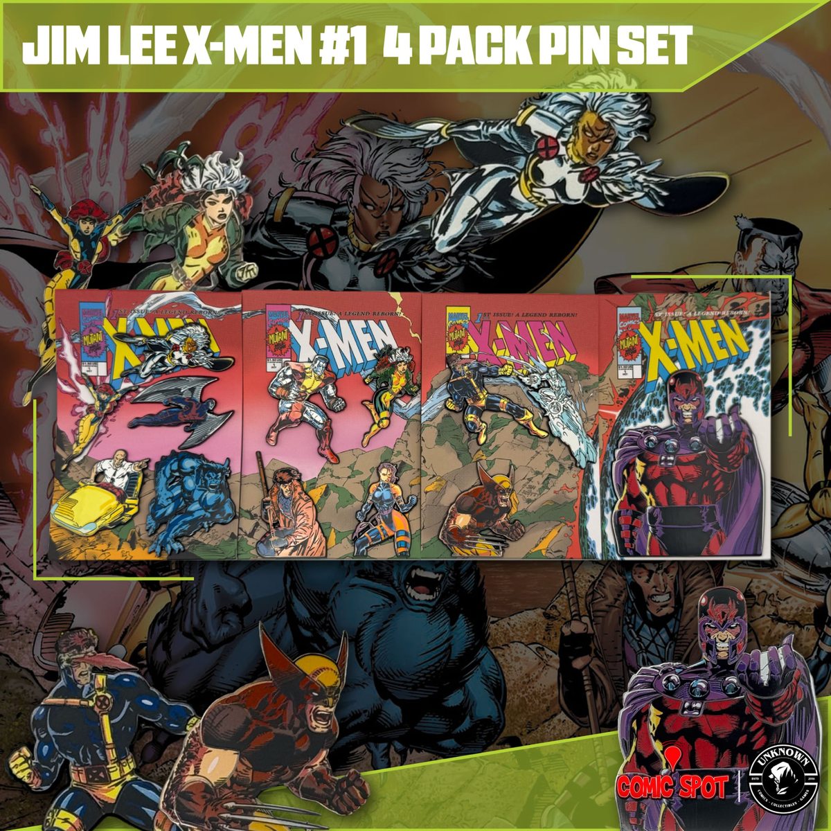 Jim Lee X-Men #1 4 Pack Exclusive Enamel Pin Set Only 250 Made (08