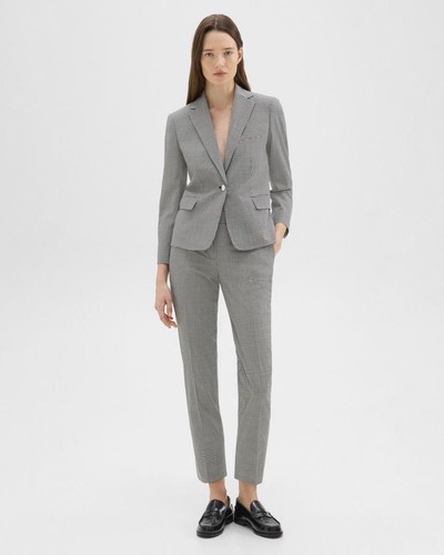 NEW Theory Black White Checked Slim Fit Wool Blend Blazer Sz 00 NWT $445 - Picture 6 of 17