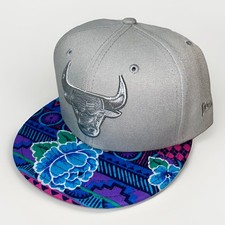 Chicago Bulls Floral Native Geometric Brim 9FIFTY New Era SnapBack Gray Purple