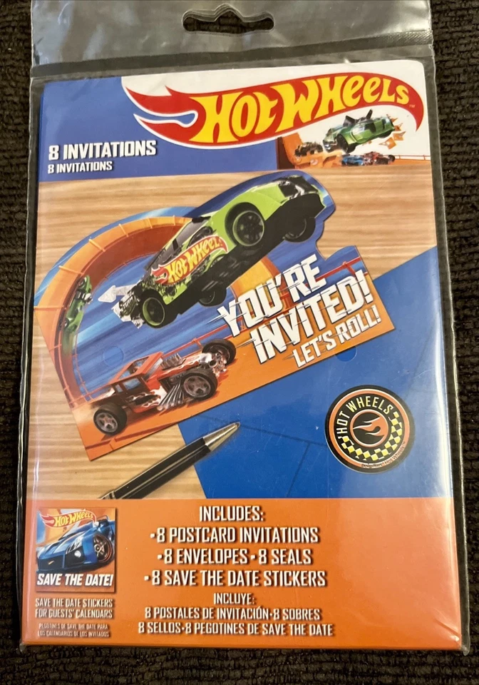 LOT OF 16 HOT WHEELS Birthday Invitations Cards & Envelopes (2017) Sealed - Image 4 of 4