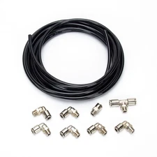 New Turbo Wastegate & Solenoid Nickel Plated PUSH LOCK Black Vacuum Fitting Kit