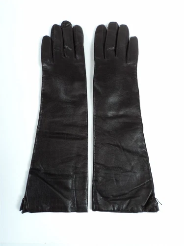 Vintage Dawnelle Women's Dark Brown Long Leather Gloves - Size 6.5 - Italy - New