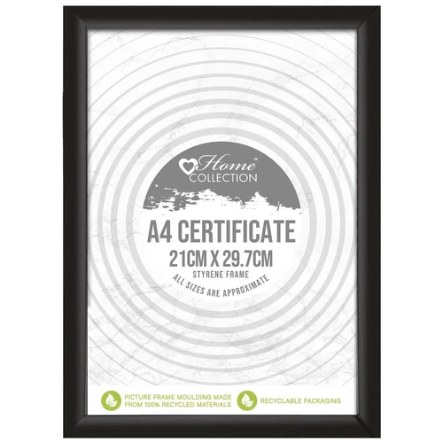 [Set of 4] Black Styrene A4(21 x 29.7cm) Certificate Photo Frame Portrait Poster - Picture 3 of 6