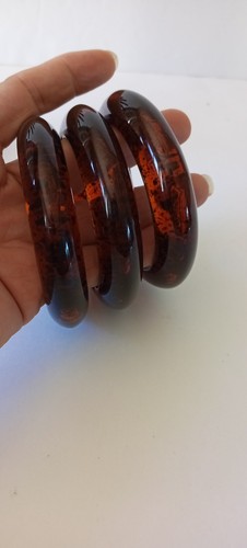 3 Chunky Acrylic Bracelets. Brown & Black Set - Picture 5 of 6
