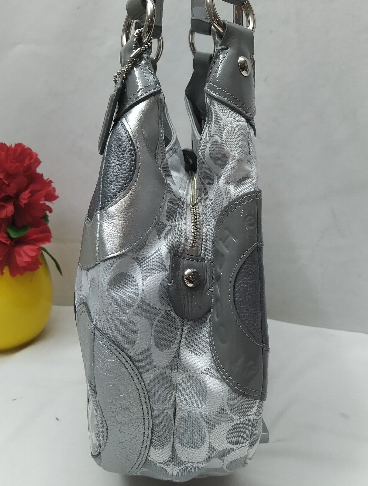 Coach Multicolor Round Patchwork Canvas Leather 3… - image 3