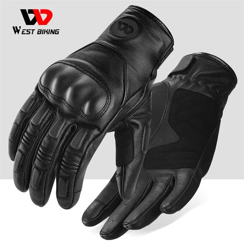WEST BIKING Genuine Leder Motorrad Handschuhe Touchscreen Atmungsaktiv Gloves - Bild 6 von 33