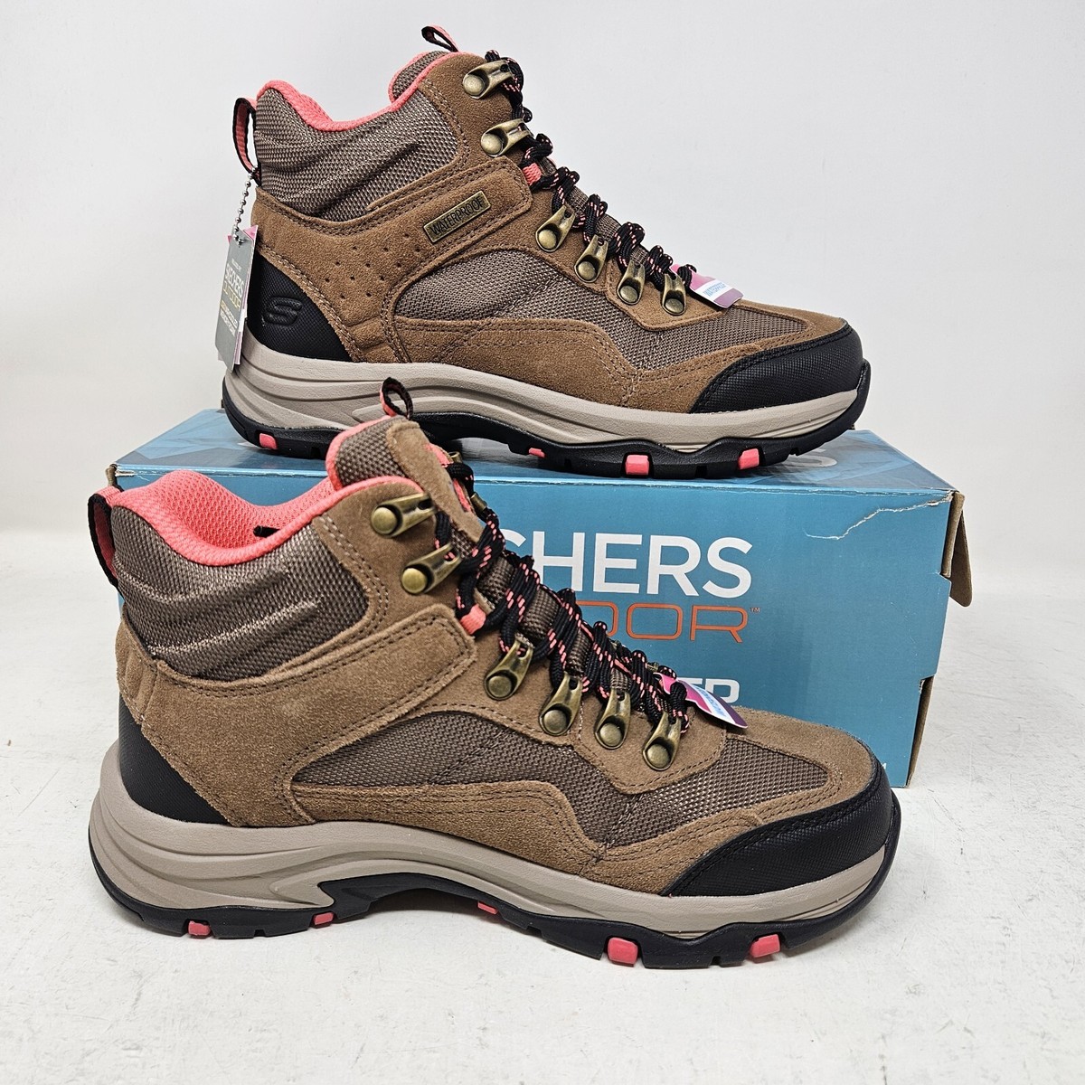 Wmns Skechers Outdoor Trego Base Camp Tan Waterproof Trail Hiking Boot  167008