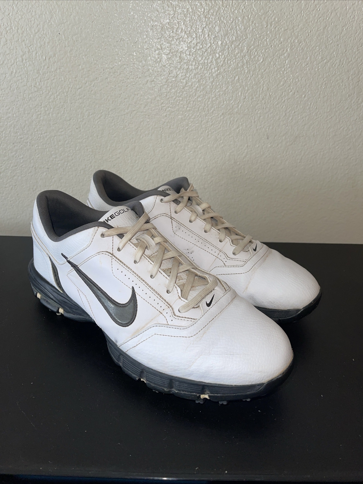 Nike Air Rival Tac White Black Leather Golf Shoes Men US 8.5 379214-191