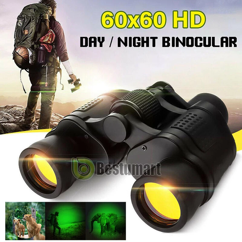 Binoculares militares de alta potencia 60x60 telescopio de caza con zoom día/noche + estuche Foto 3 de 4