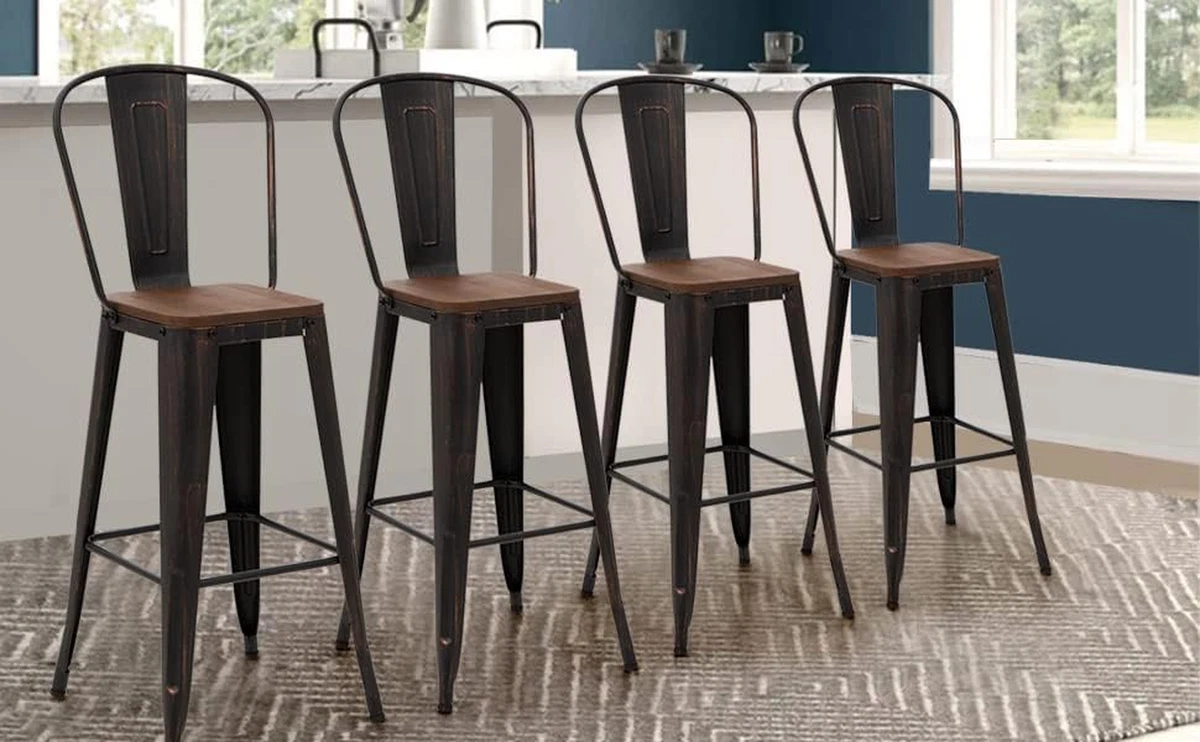 Metal bar stools with backs set of sale 4