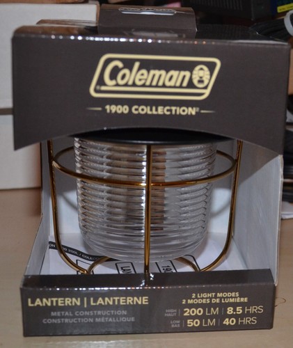Coleman 1900 Collection 200 Lumens LED Lantern Portable Camp Light Gold new