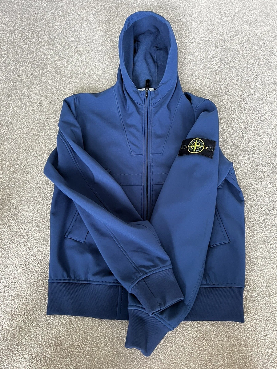 Stone island soft shell jacket shop blue