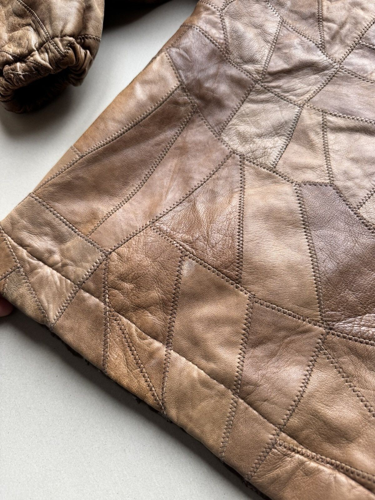 Vintage 90’s Patchwork Leather Jacket Margiela vi… - image 9