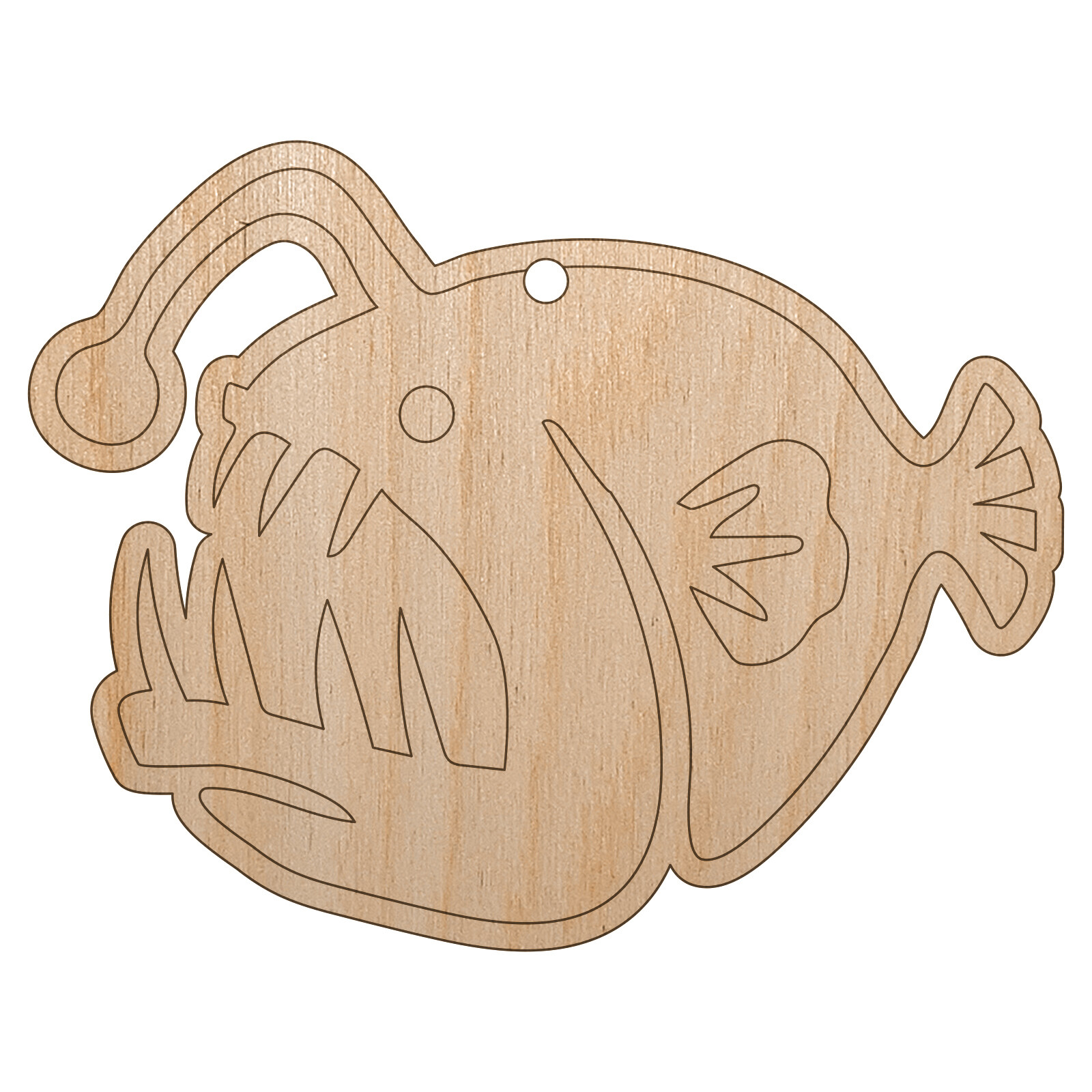 Angler Fish Wood Craft DIY Christmas Tree Ornament Unfinished
