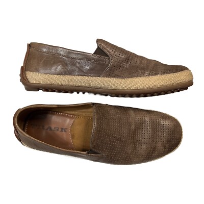 H.S. Trask Brown Leather Slip On Driving Loafers Mens 8M | eBay