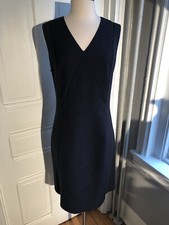 ELIE TAHARI BLACK SHEATH DRESS-SIZE14-V-NECKLINE-BACK ZIPPER-POLYESTER, ELASTANE