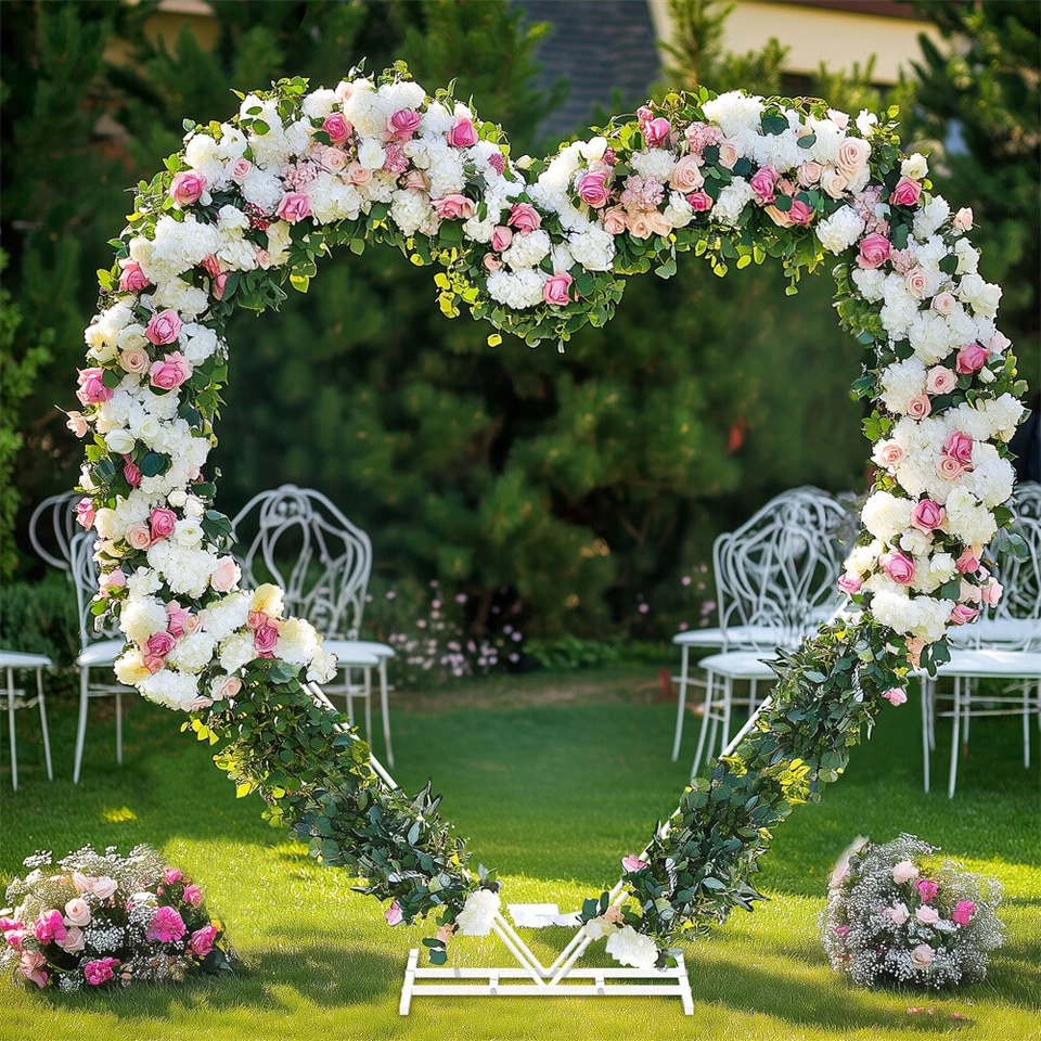 Arcos de boda grandes de doble poste en forma de corazón con telón de fondo de metal eje antioxidante Foto 2 de 4
