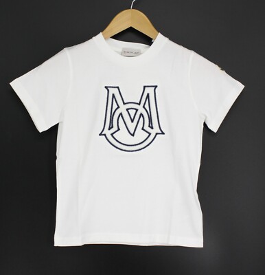 MONCLER ENFANT MONOGRAM TEE KINDER T-SHIRT WEISS UVP 140£ AD