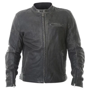 BKS Classic Leather Motorcycle Jacket Mens Armoured Wash Black