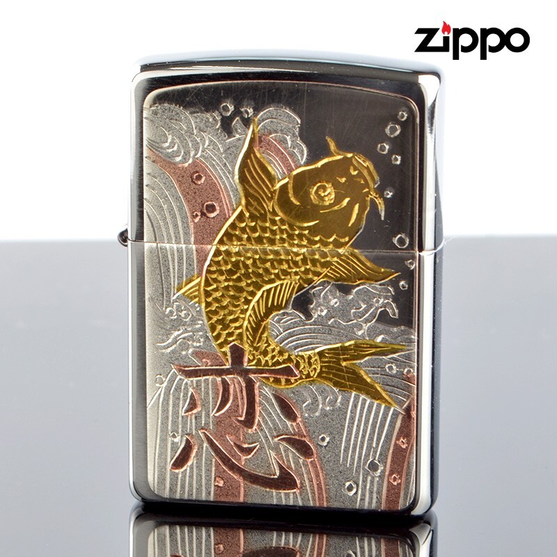 Zippo Oil Lighter Carp Kanji Koi (Love) Electroformed Plate Japan