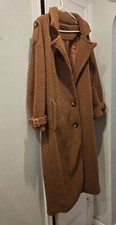 PRETTY LITTLE THING Dark Orange Camel Premium Teddy Bear Fleece Coat Womens US 8