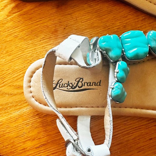 ☆ Lucky Brand Women's Flat Turquoise Stones Beachy Flip Flops Shoes Sandals 8.5 - Picture 5 of 5
