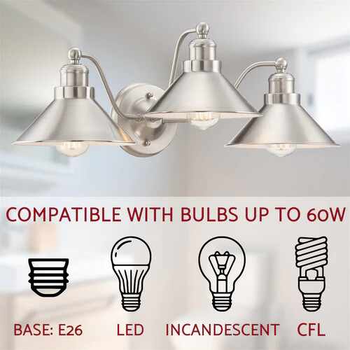 Kira Home Welton 25.5" 3-Light Modern Farmhouse Bathroom Light BN/PN/BDB - Picture 10 of 32
