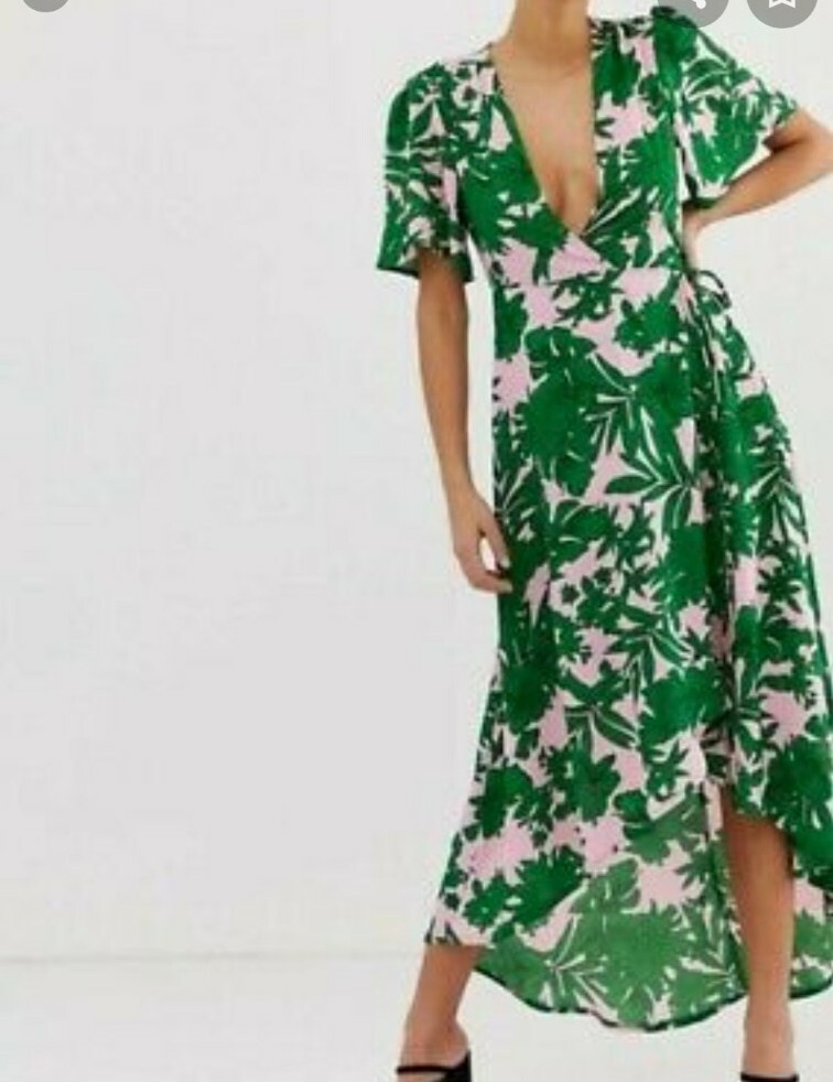 missguided green wrap dress Missguided Green Sprinkle Print Ruffle Wrap Tea Dress, Mint female 4