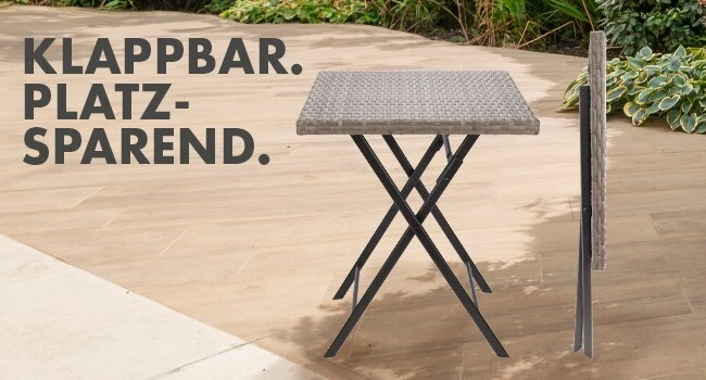 Balkontisch Toskana Klappbar Klapptisch Gartentisch Bistrotisch 60x60 cm Rattan - Bild 2 von 4