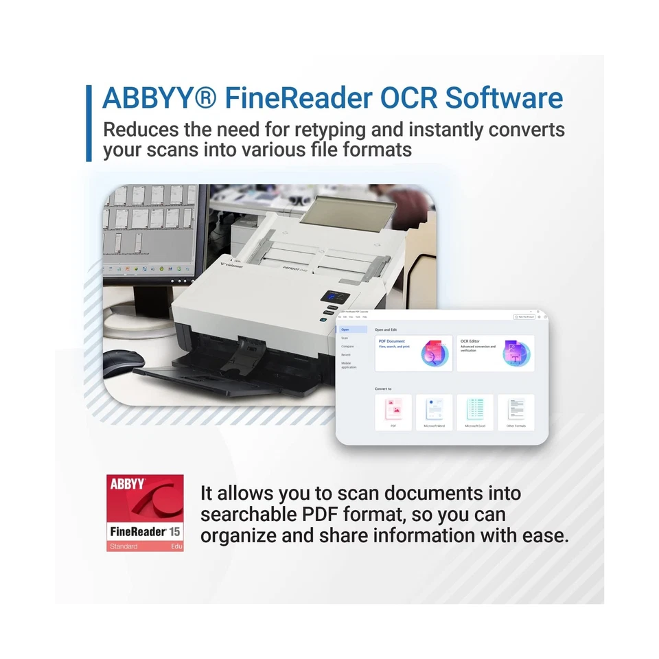 Visioneer Patriot D40 Duplex Scanner for PC and Mac, 70 PPM, Sheetfed 80 Page... - Image 4 of 4