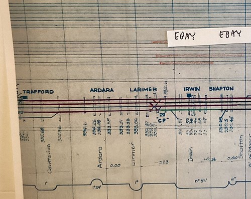 PRR PA. CARTA DE VÍAS DE FERROCARRIL TRAFFORD MANOR IRWIN JEANNETTE LARIMER ARDARA PENN - Imagen 2 de 3